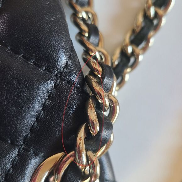 Rebecca Minkoff Black Quilted Leather Handbag Crossbody Shoulder Bag Gold Chain - Picture 8 of 16